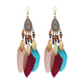 Eardrops Water Drop Feather Jewelry Retro Ethnic Style Earrings
