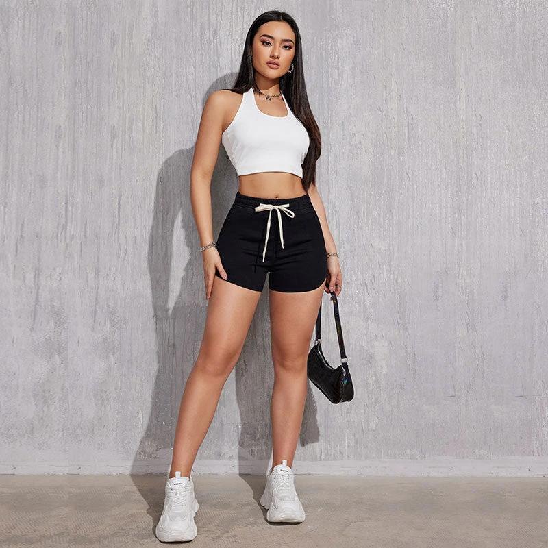 Plus Size A- Line Drawstring Denim Shorts For Women