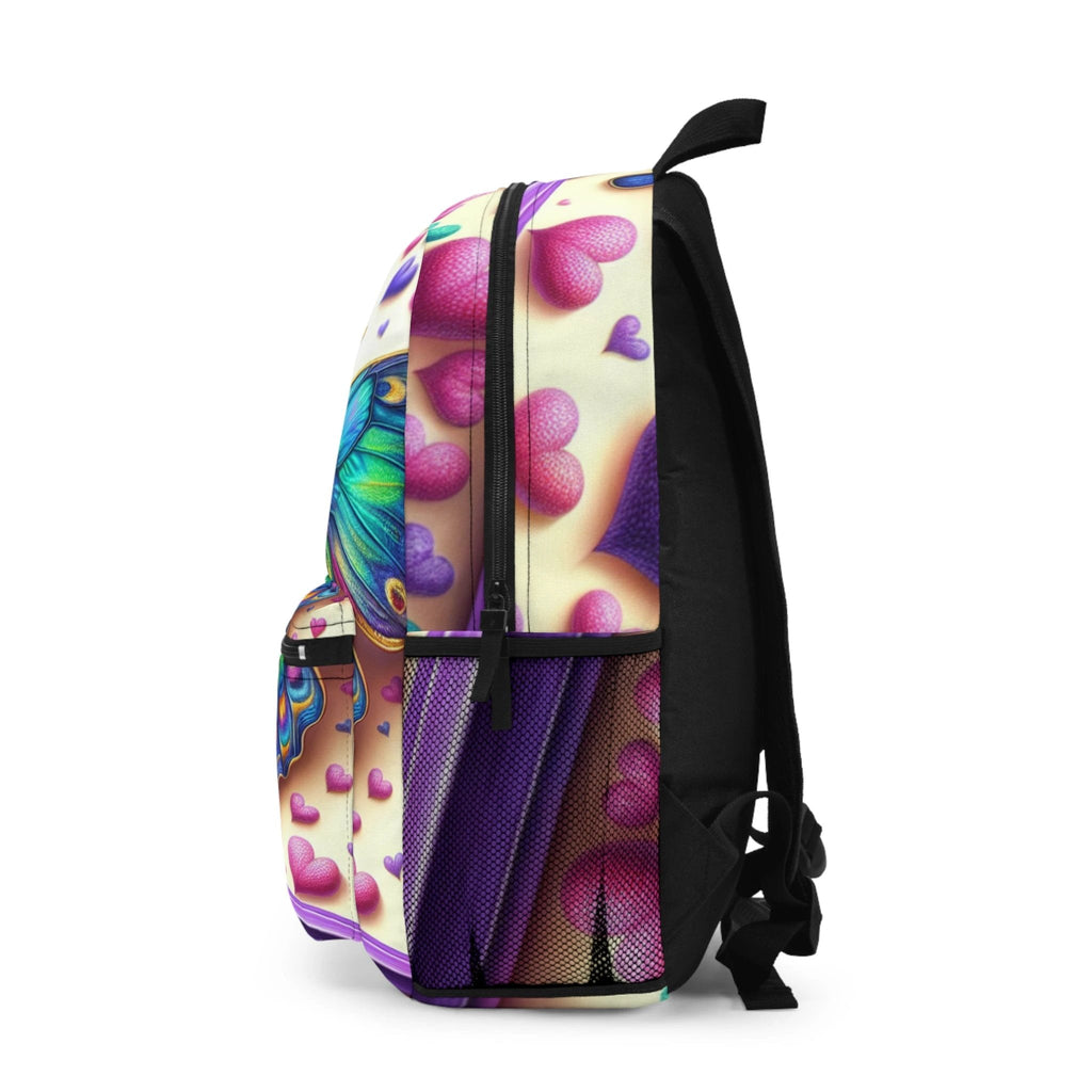 Vibrant Butterfly Art Backpack - Colorful Heart Design for Kids & Teens