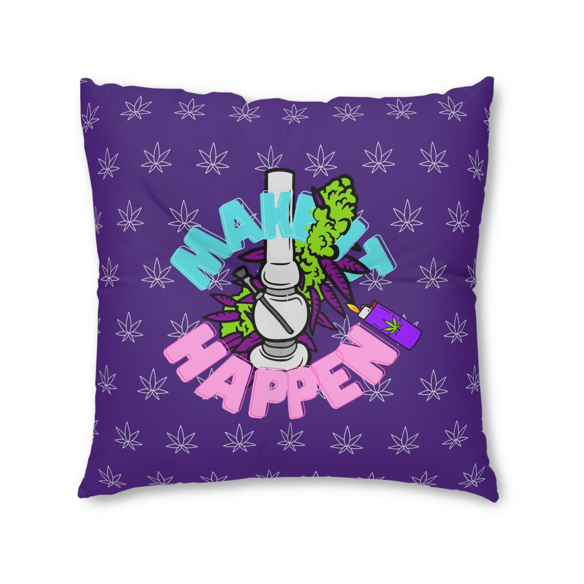 Make It Happen Cannabis Tufted Floor Pillow, Square