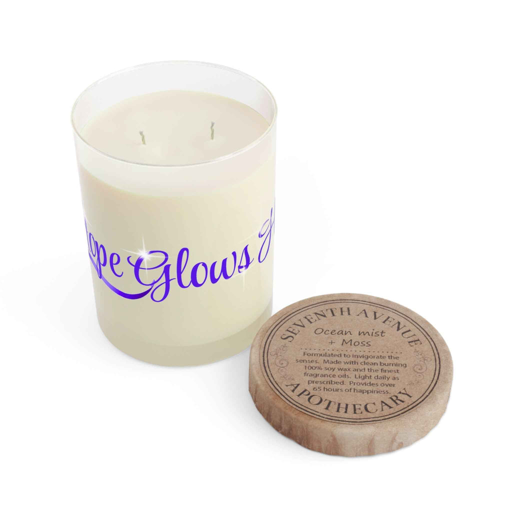 Hope Glows Here | Purple Ribbon Awareness Candle