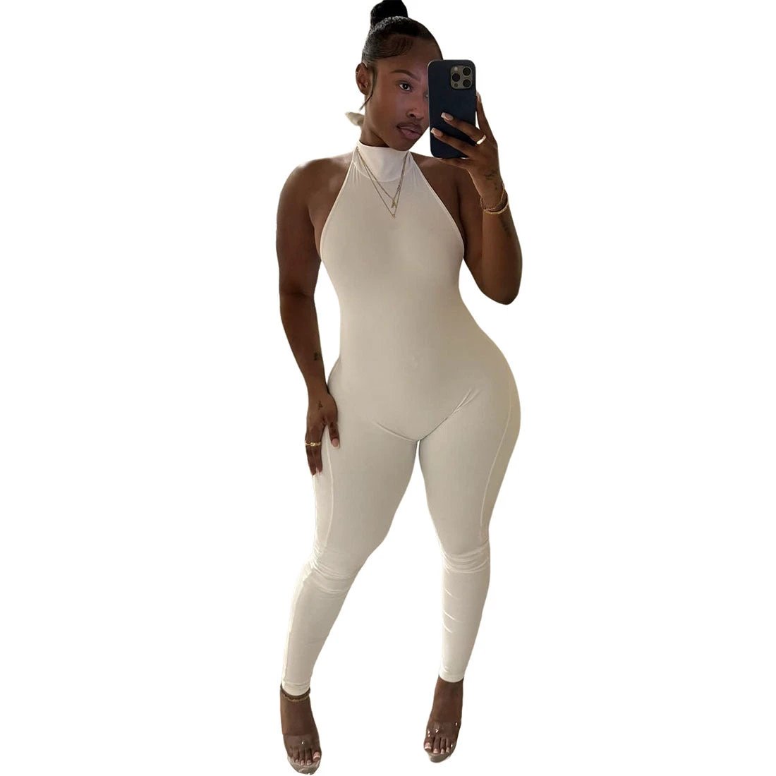 Backless Halter Tie Jumpsuit