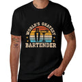 Retro Barkeeper Motiv Worlds Okayest Bartender  Summer-ready Fabric T-Shirt