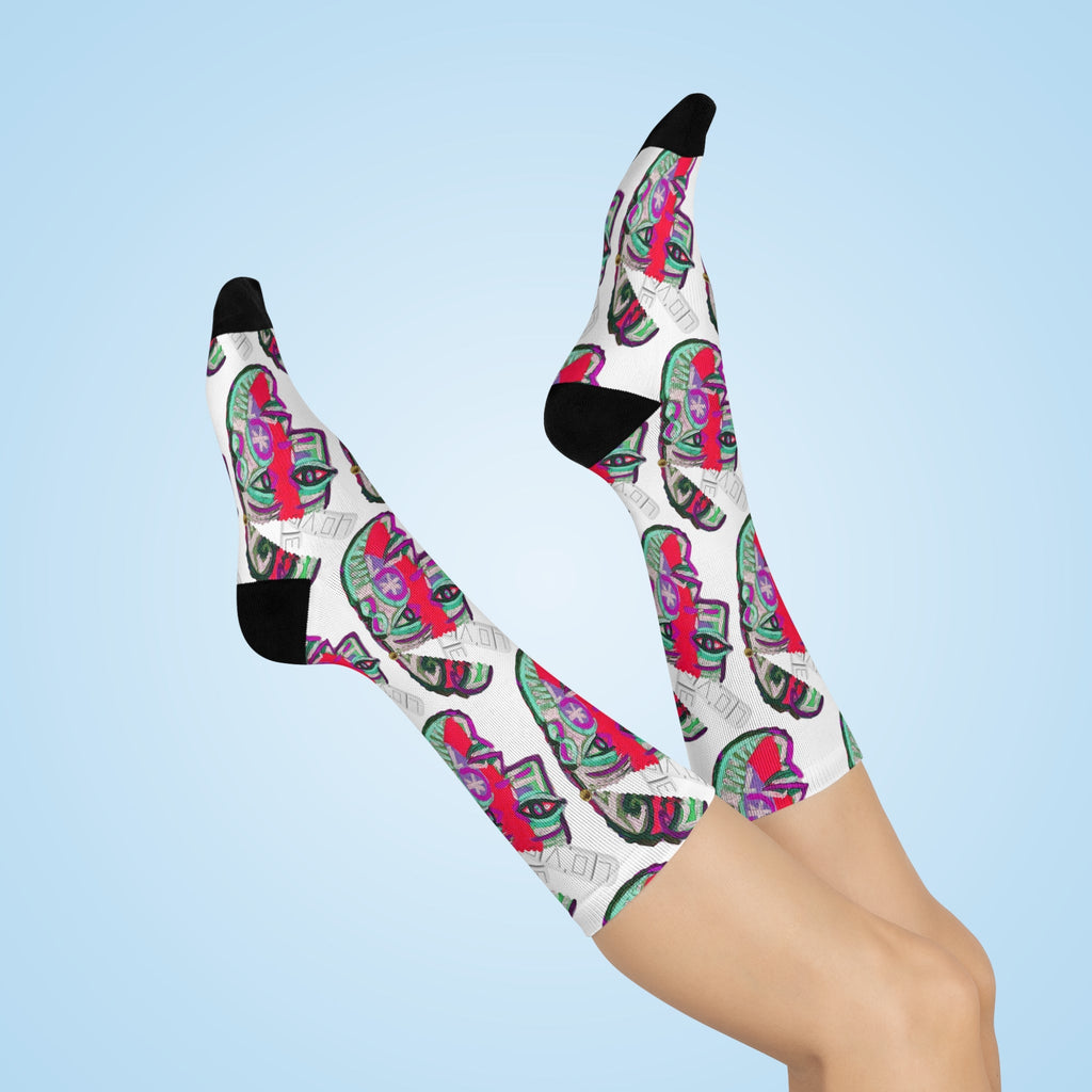 LOVE PILL Cushioned Crew Socks Ivory Powder