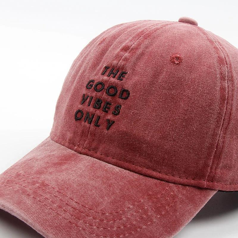 Men's Washed "THE GOOD VIBES ONLY" Dad Snapback Hats