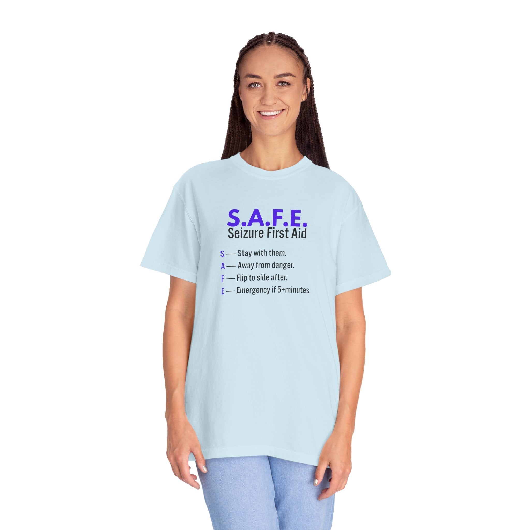 S.A.F.E. Seizure First Aid T-Shirt – Epilepsy Awareness Education Tee