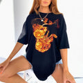 Printed Large Size Loose Short-sleeved Round Neck Mid-length Shirt Blouse