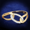 Rose Gold + Rhodium 925 Sterling Silver Ring with AAA Grade CZ in Clear