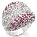 Rhodium Brass Ring with AAA Grade CZ in Multi Color Size 5