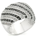 Rhodium + Ruthenium Brass Ring with AAA Grade CZ in Jet Size 5