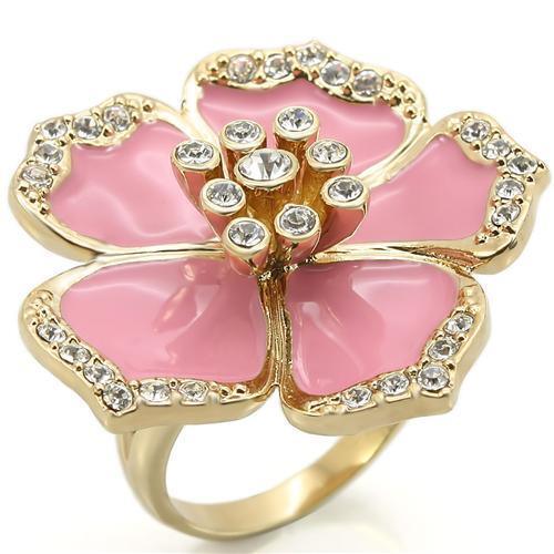 Gold Brass Ring with Top Grade Crystal in Clear Size 10
