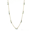 3W1537 - Gold Brass Necklace with Synthetic Jade in Emerald