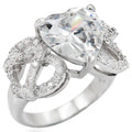 Rhodium Brass Ring with AAA Grade CZ in Clear Size 5