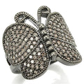 Ruthenium Brass Ring with AAA Grade CZ in Champagne Size 5