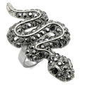 Ruthenium Brass Ring with Top Grade Crystal in Jet Size 7