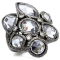 0W120 - Ruthenium Brass Ring with AAA Grade CZ in Light Amethyst Size 7