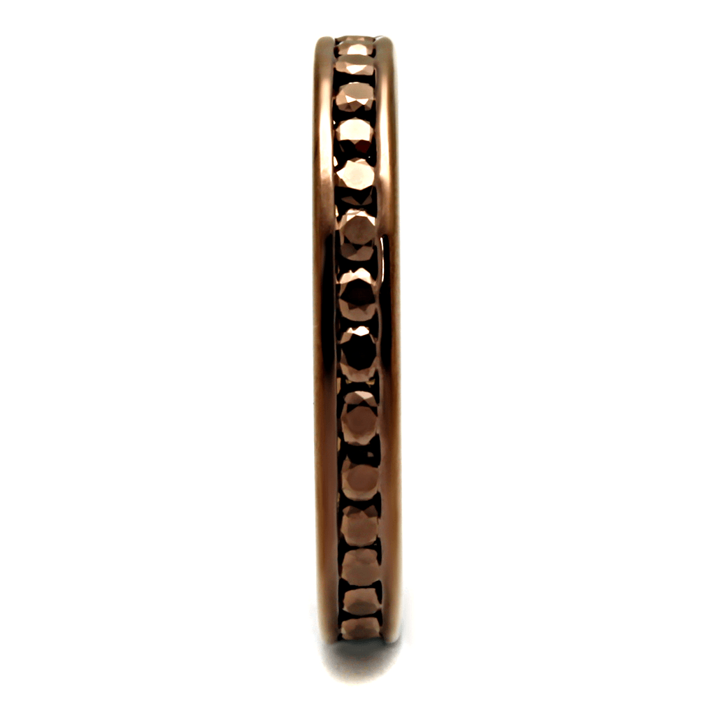 Coffee light Brass Ring with AAA Grade CZ in Brown