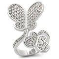 Rhodium Brass Ring with AAA Grade CZ  in Clear Size 5