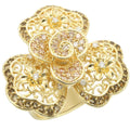 Gold Brass Ring with AAA Grade CZ in Multi Color