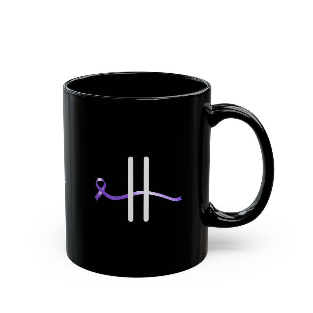 Pause for Epilepsy Awareness Purple Ribbon Black Ceramic Mug (11oz & 15oz)