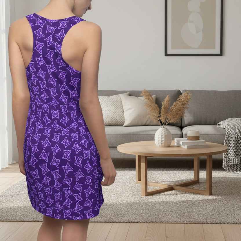 Purple Butterfly Racerback Dress – Epilepsy Awareness Lightweight Athletic Dress