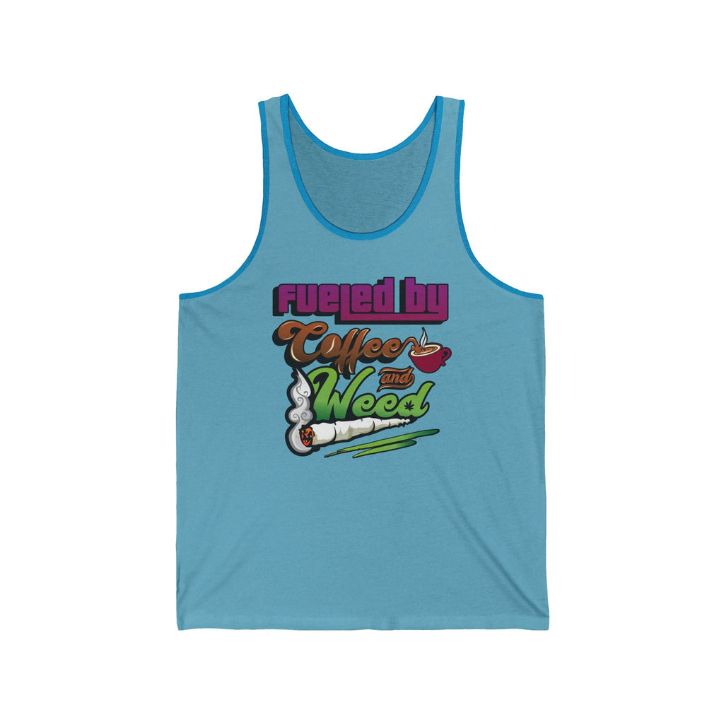 Fueled by Coffee and Weed – Unisex Jersey Tank Top