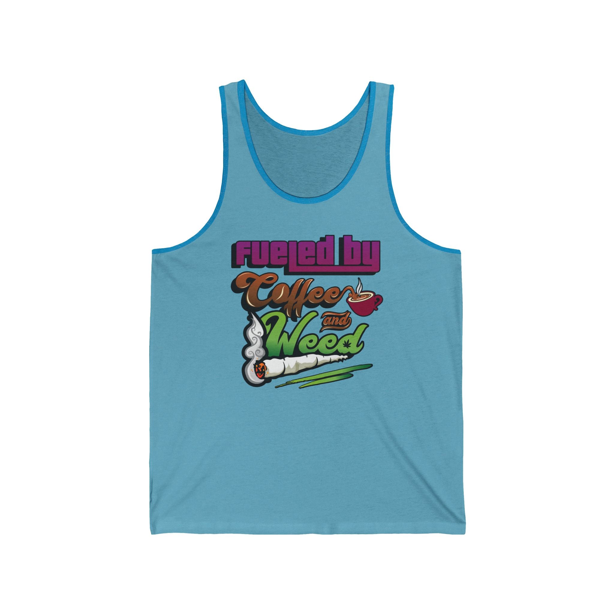 Fueled by Coffee and Weed – Unisex Jersey Tank Top