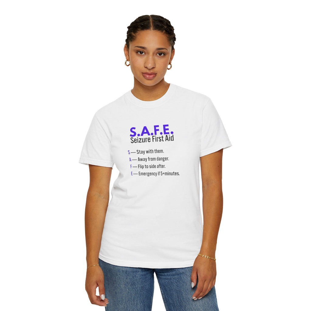 S.A.F.E. Seizure First Aid T-Shirt – Epilepsy Awareness Education Tee