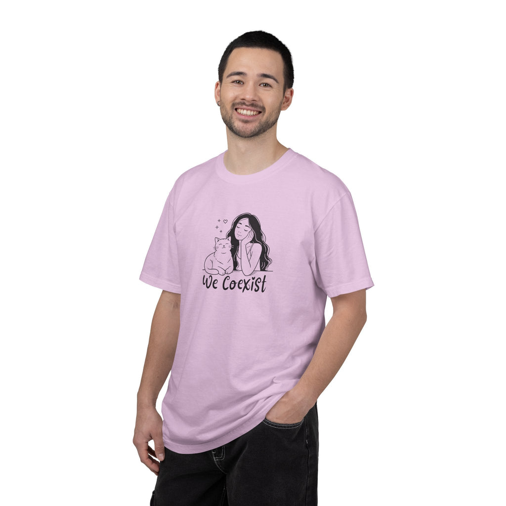 We Coexist T-Shirt – Minimalist Cat Lover Graphic Tee
