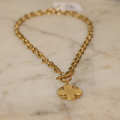 The Lord's Prayer Cross Medallion Toggle Necklace Gold or Silver