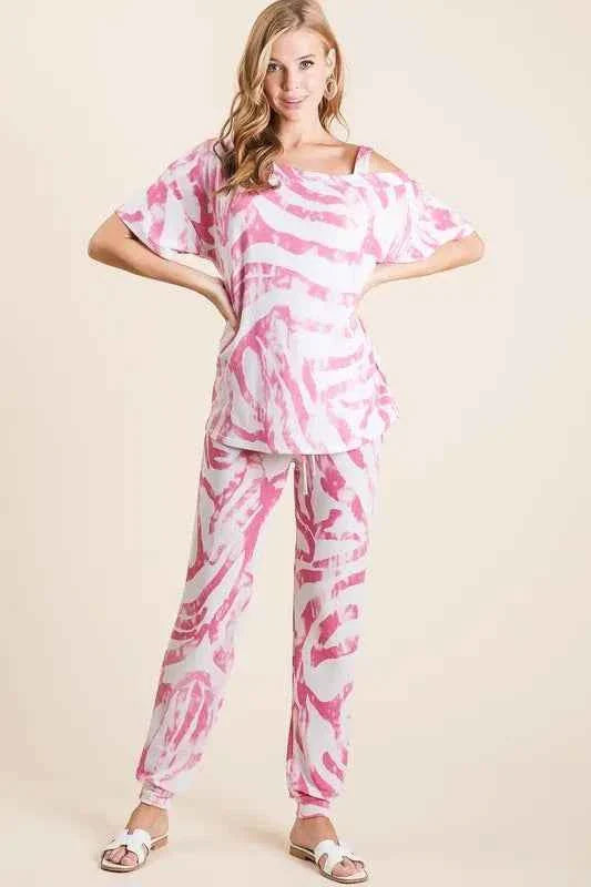 BiBi Zebra Print French Terry Stylish Two-Piece Set