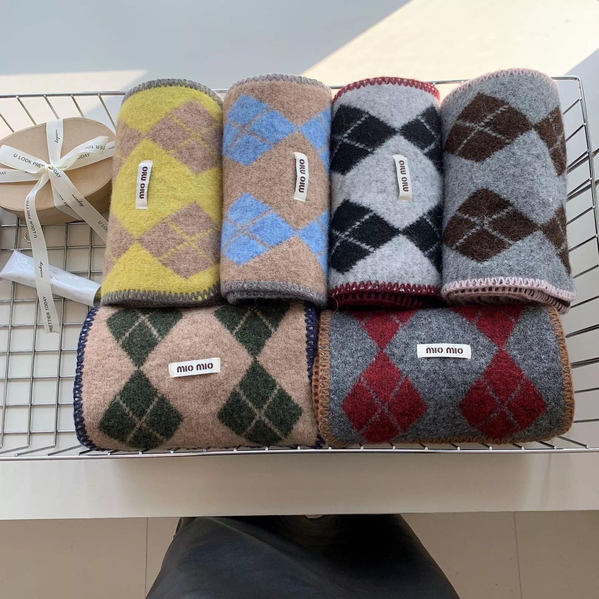 Wool Argyle Scarf - Warm Winter Essential