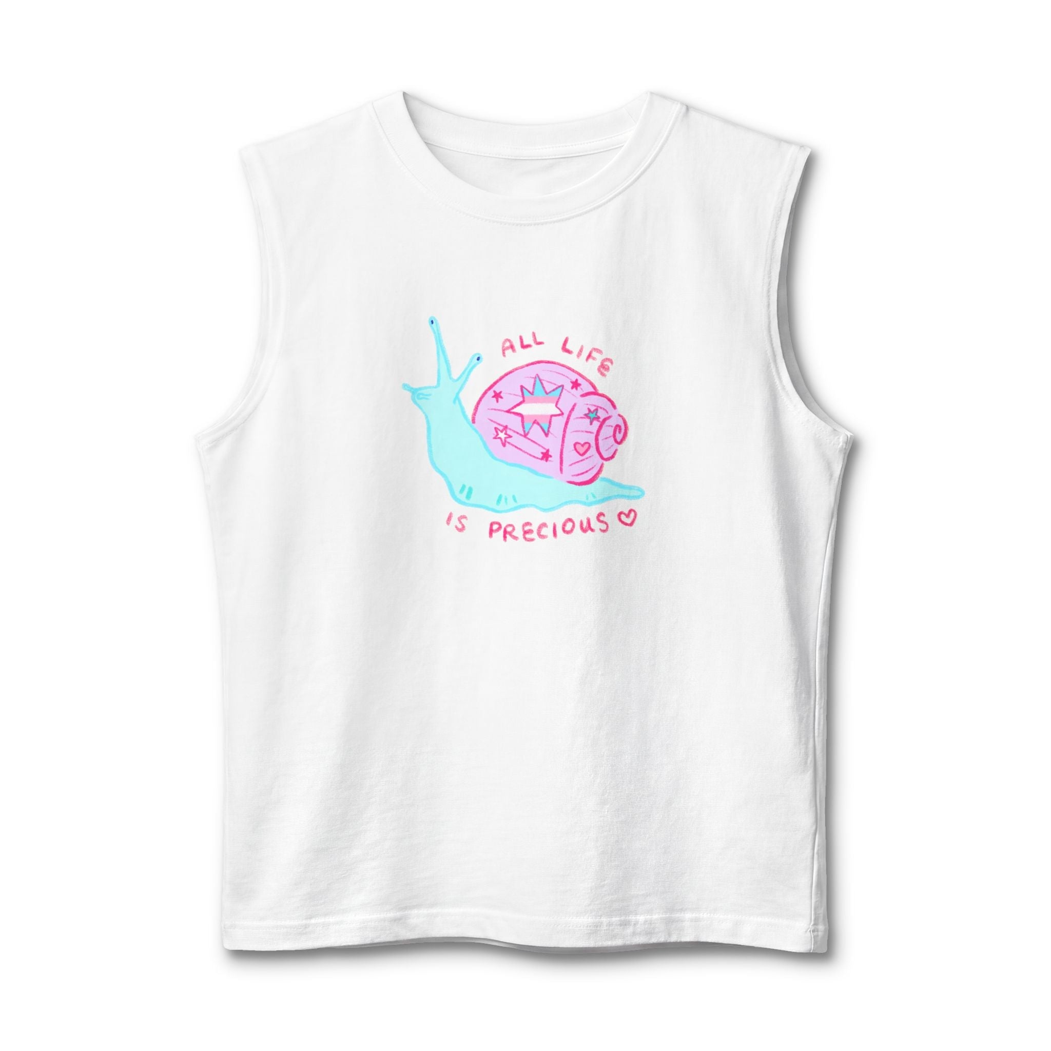 "All Life is Precious" Trans Snail Muscle Tank