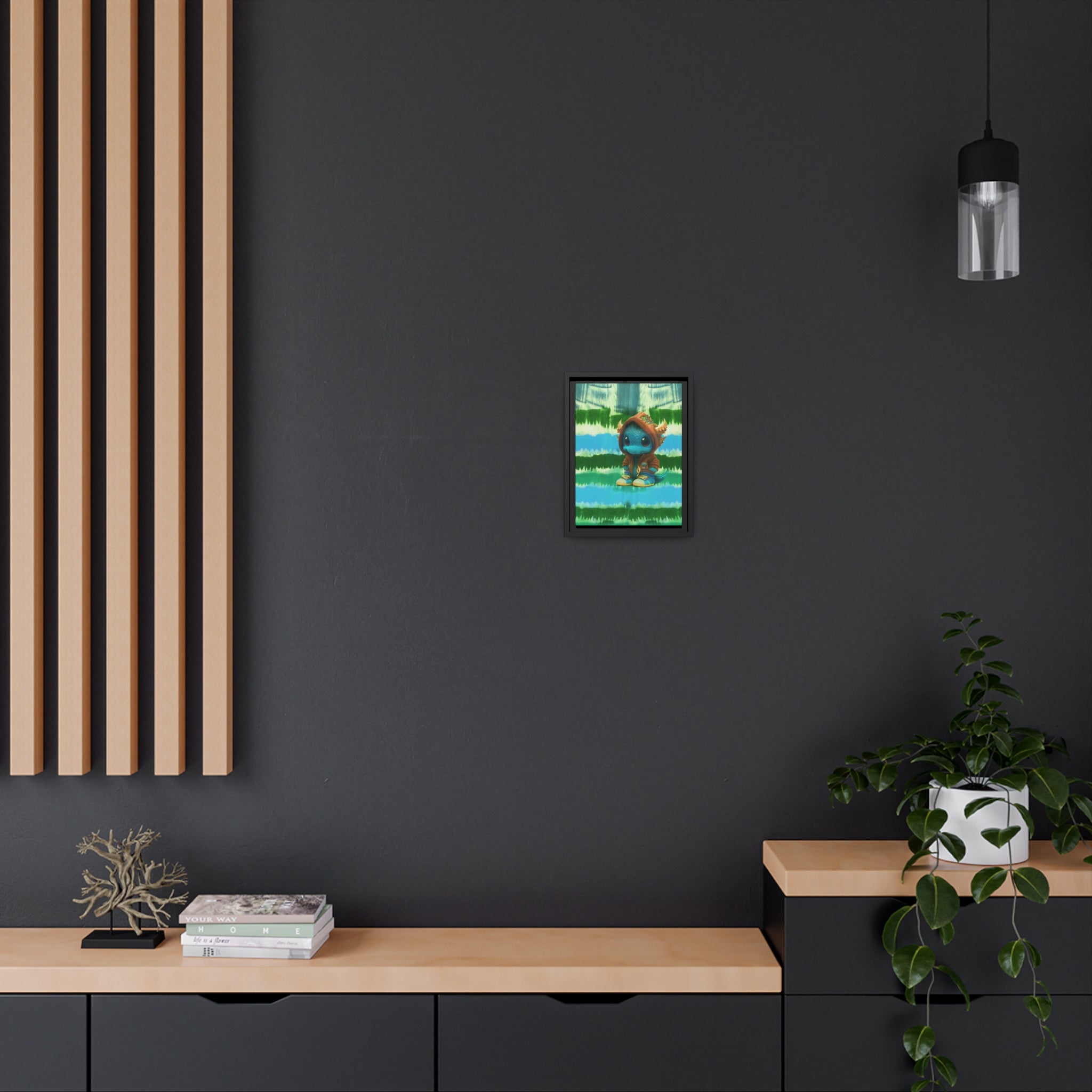 Baby Dragon Jam Aqua Matte Canvas with Black Frame