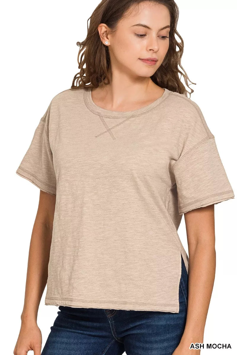 Zenana Cotton Slub Short Sleeve Tee - Relaxed Fit