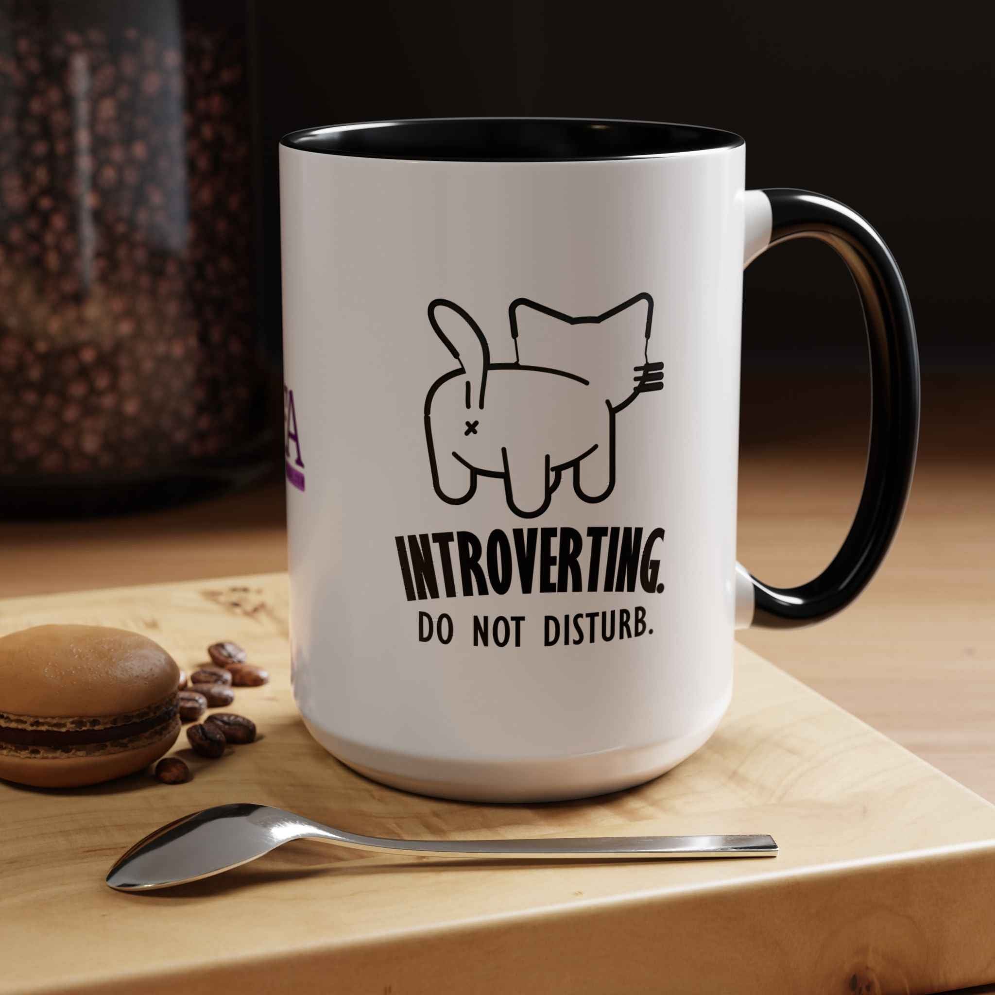 Introverting. Do Not Disturb. Two-Tone Cat Coffee Mug (11oz & 15oz)