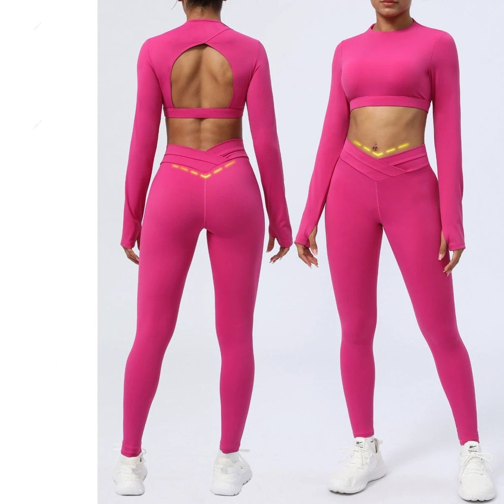 Nude Feel Workout Clothes Suit Cross Strap Showing