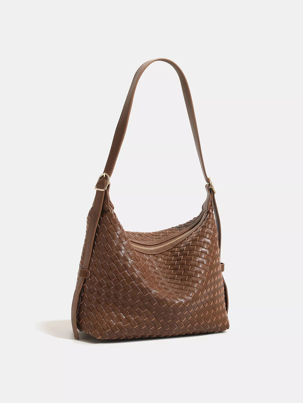 Woven PU Leather Shoulder Bag - Medium