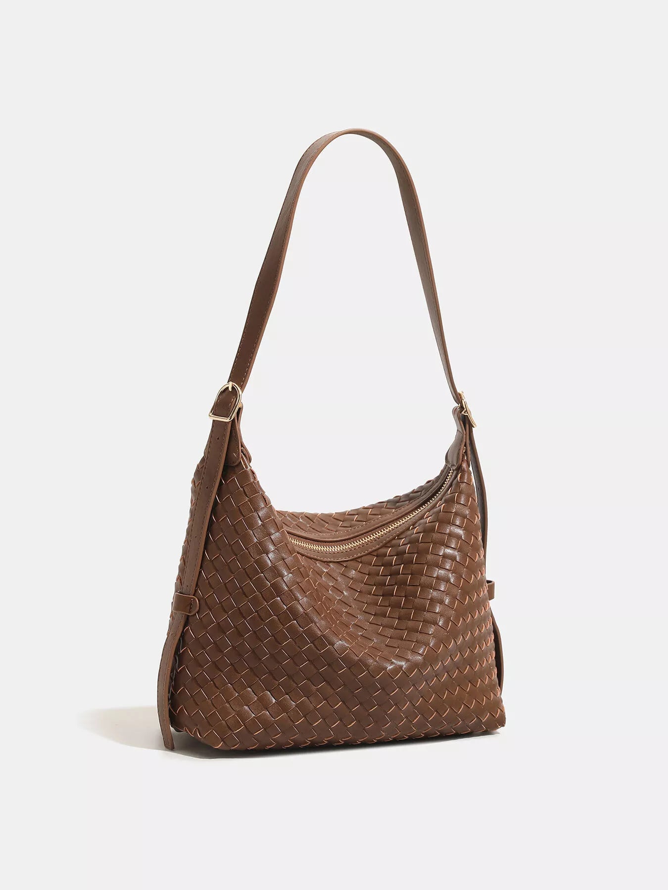 Woven PU Leather Shoulder Bag - Medium