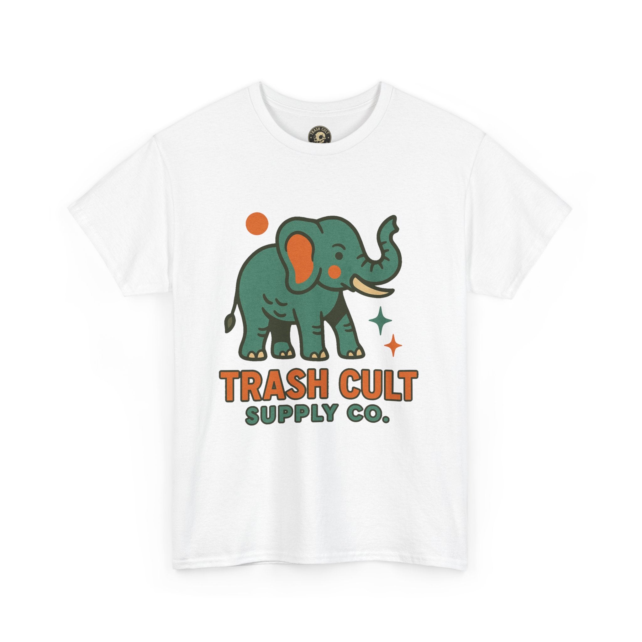 Trash Cult Elephant Unisex Heavy Cotton Tee, Eco-Friendly Shirt, Cool Casual Tee, Gift for Animal Lovers, Vintage Style T-Shirt
