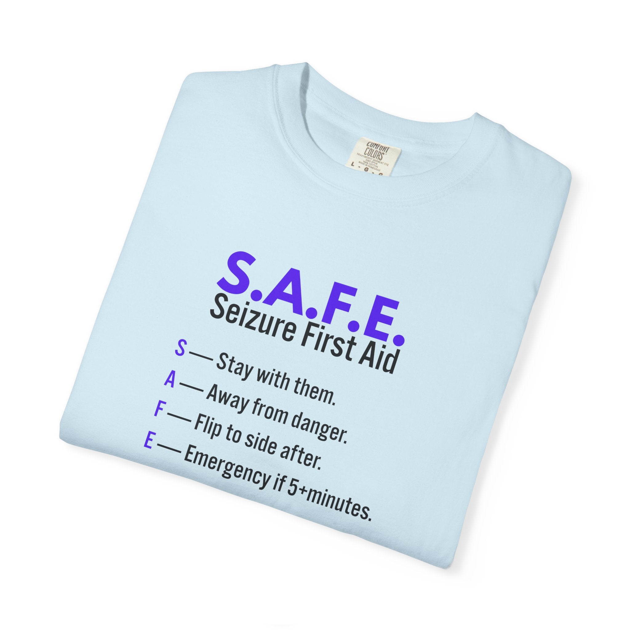 S.A.F.E. Seizure First Aid T-Shirt – Epilepsy Awareness Education Tee