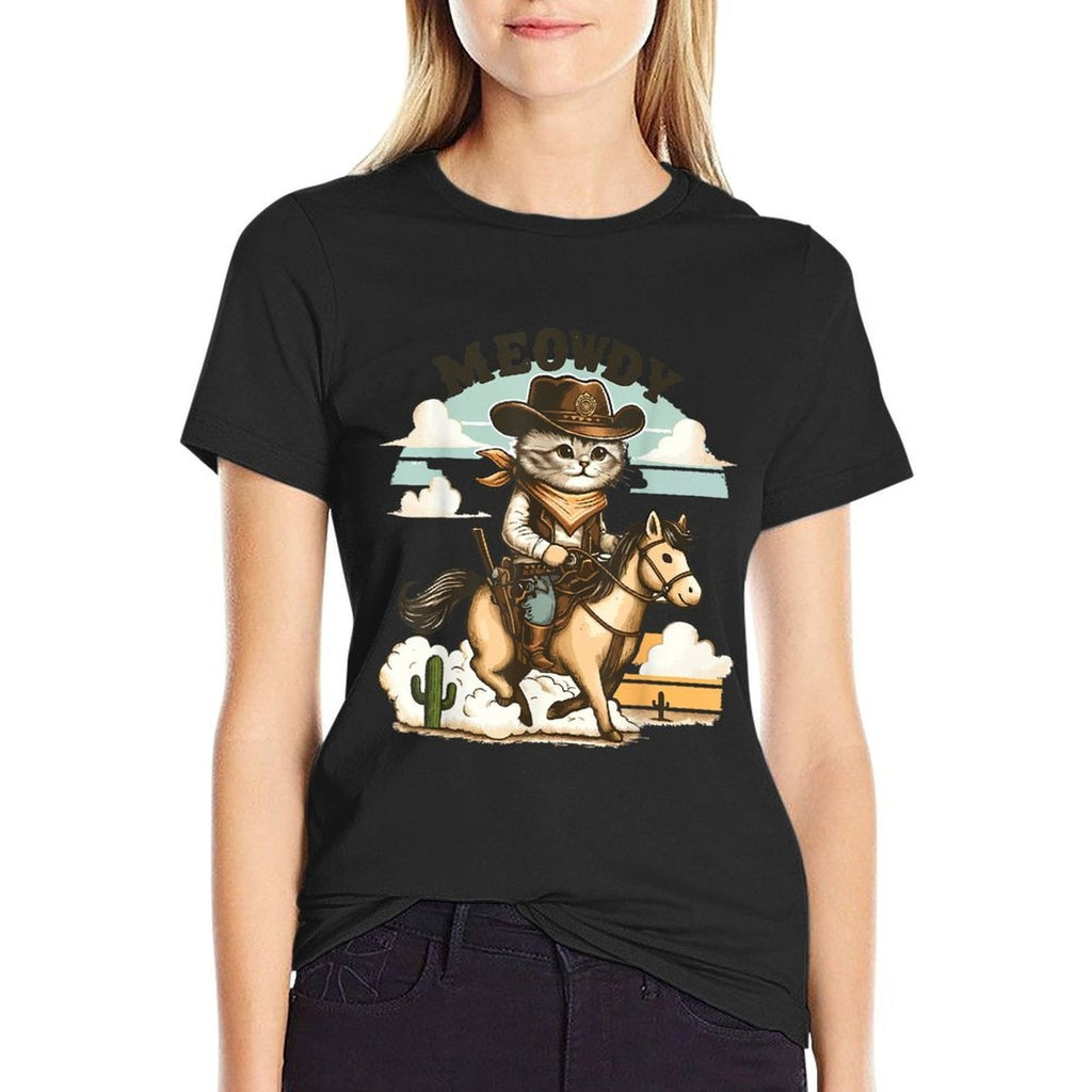 Meowdy Partner Cat Cowboy Horse Howdy Funny Country Western  Tagless Design T-Shirt