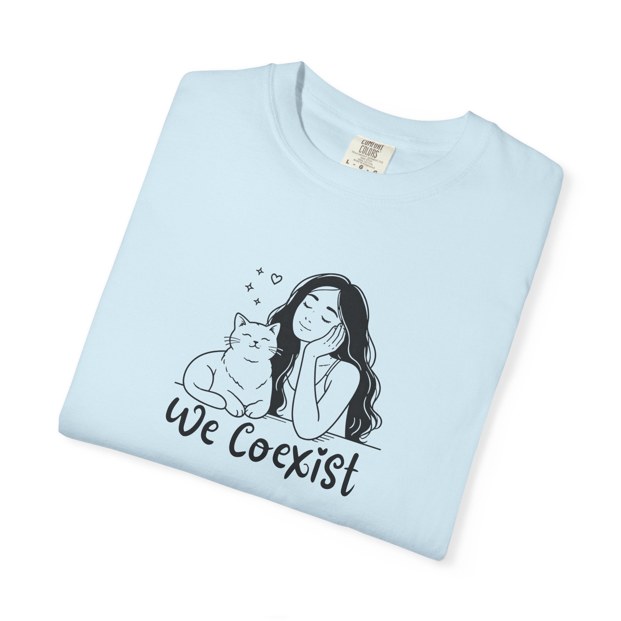 We Coexist T-Shirt – Minimalist Cat Lover Graphic Tee