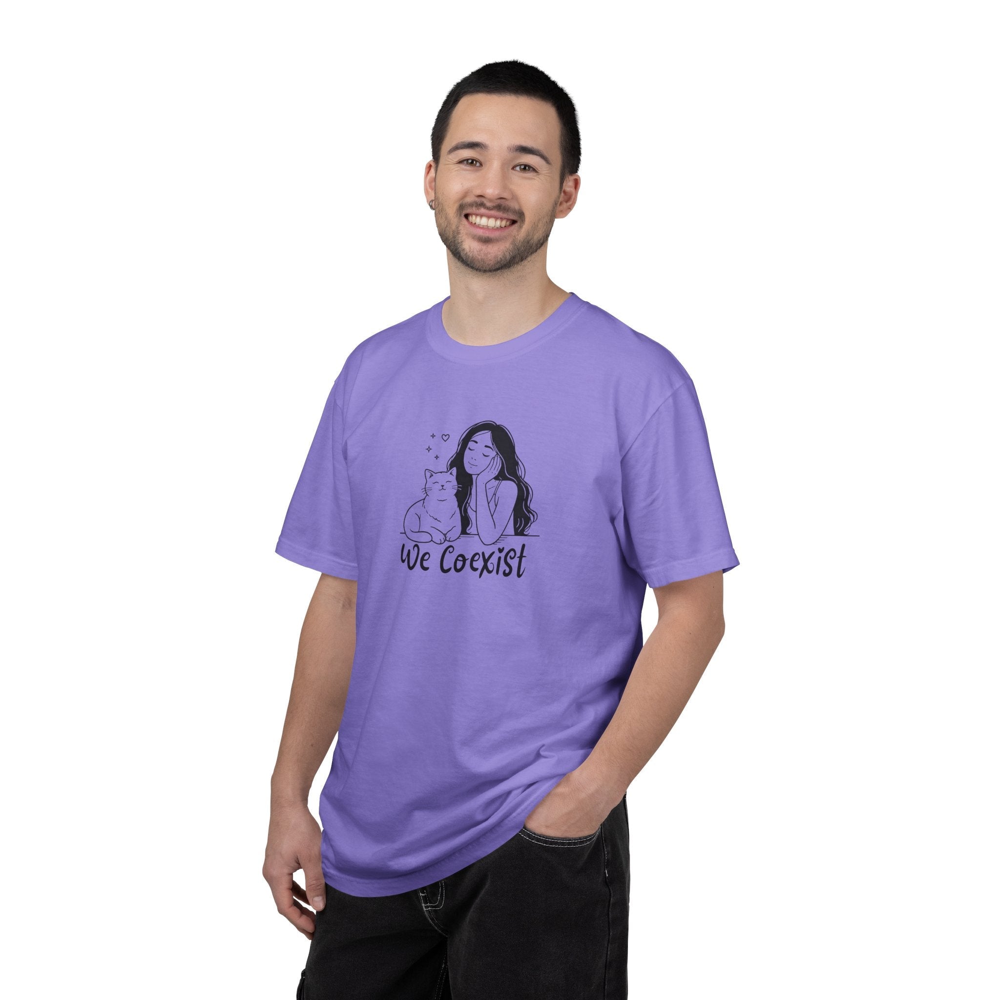 We Coexist T-Shirt – Minimalist Cat Lover Graphic Tee