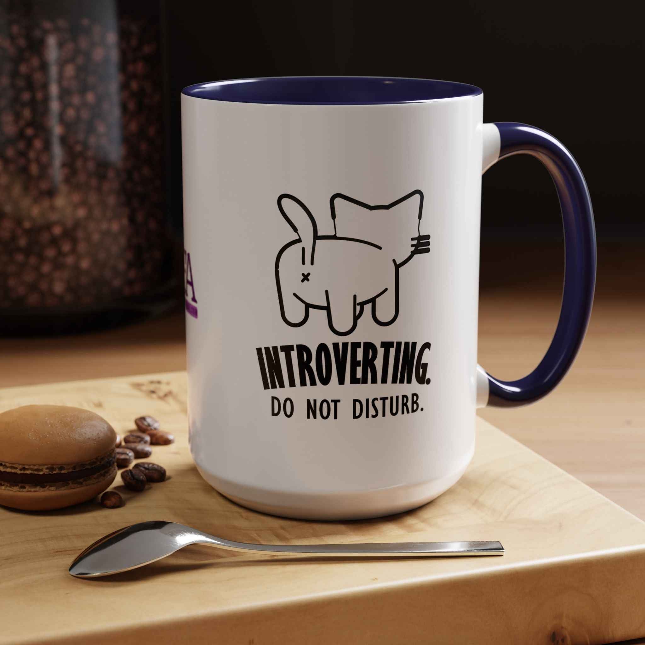 Introverting. Do Not Disturb. Two-Tone Cat Coffee Mug (11oz & 15oz)