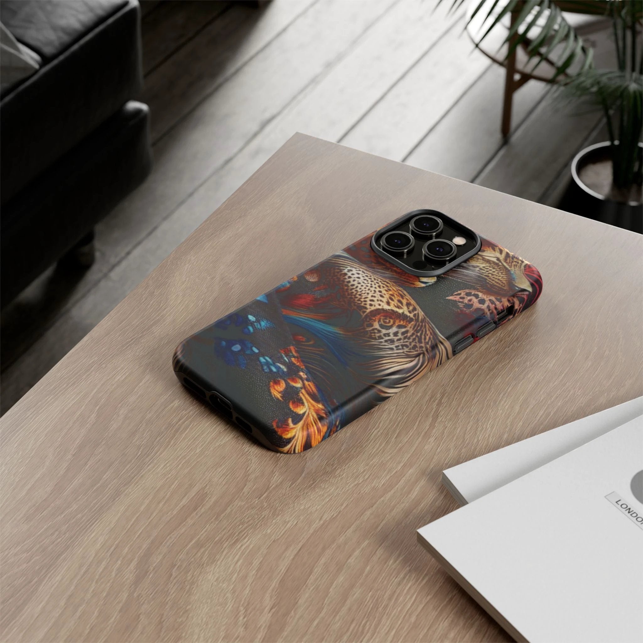 Stylish Tough Phone Case with Elegant Black and Gold Design