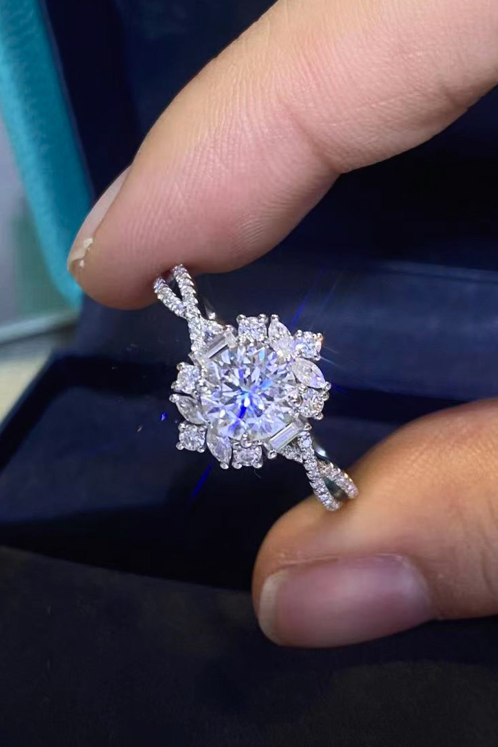 Floral 2 Carat Sparkala™ Crisscross Ring (Platinum Over Pure Sterling Silver)