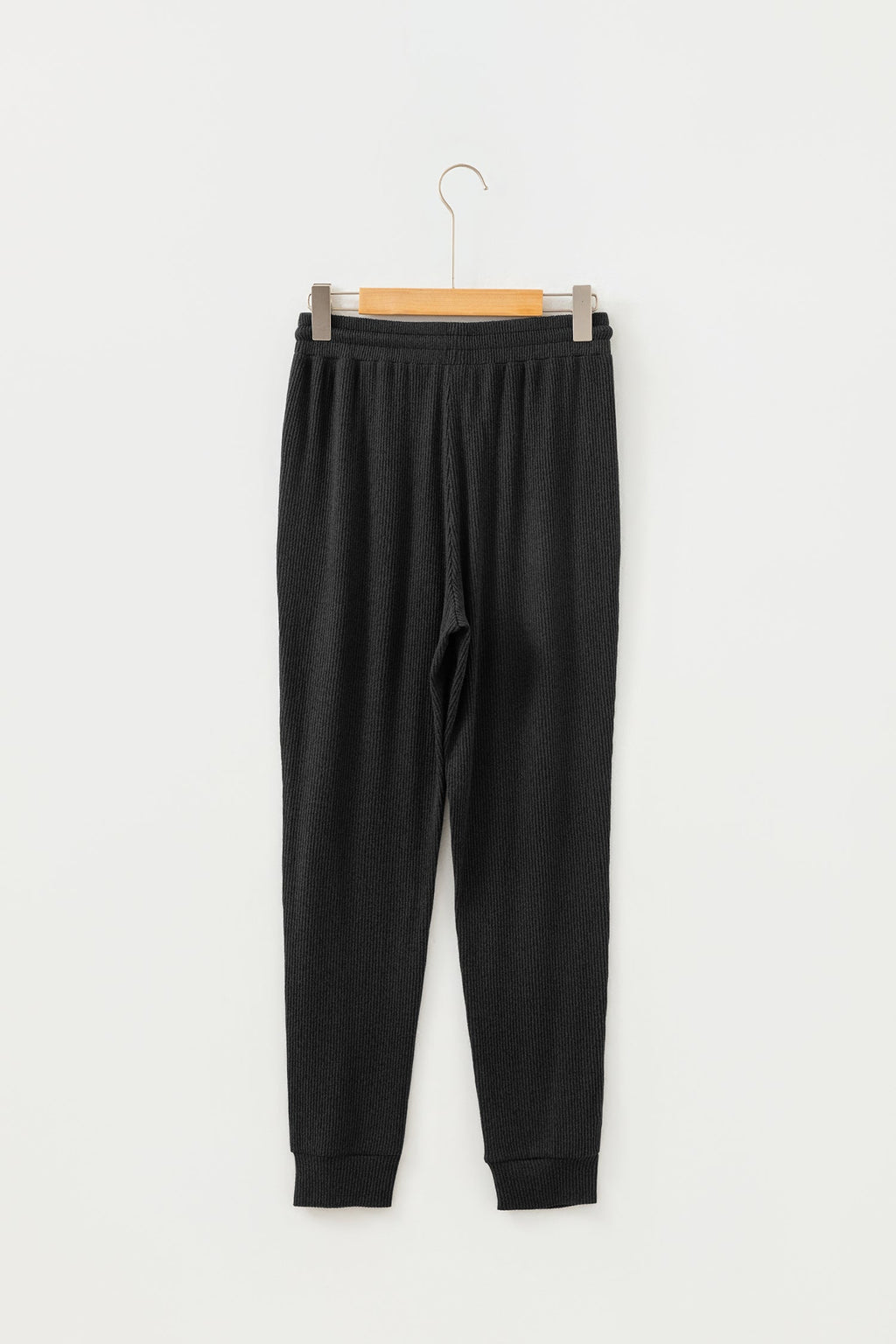 Black Ribbed Active Jogger Pants