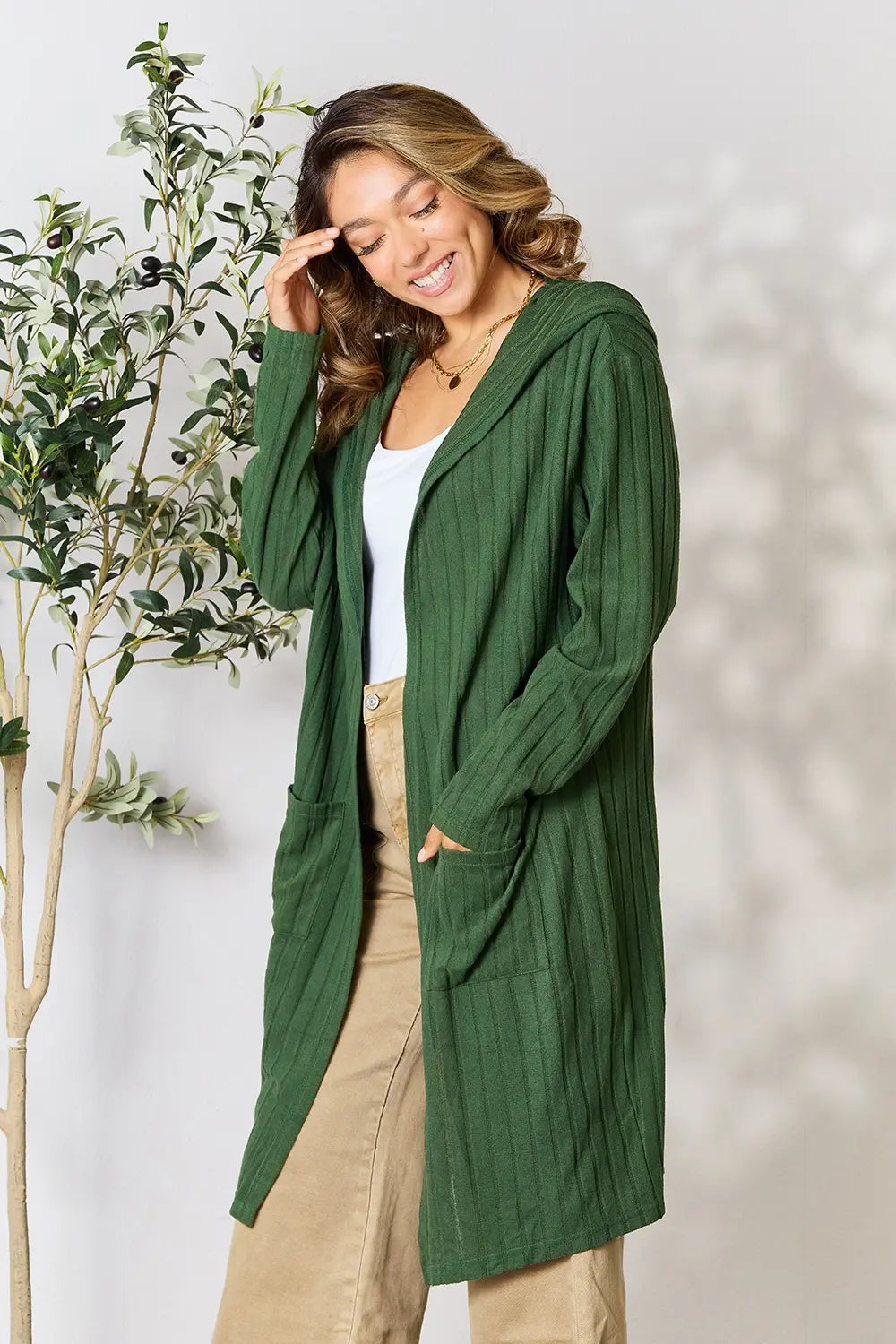 Basic Bae Full Size Hooded Cardigan