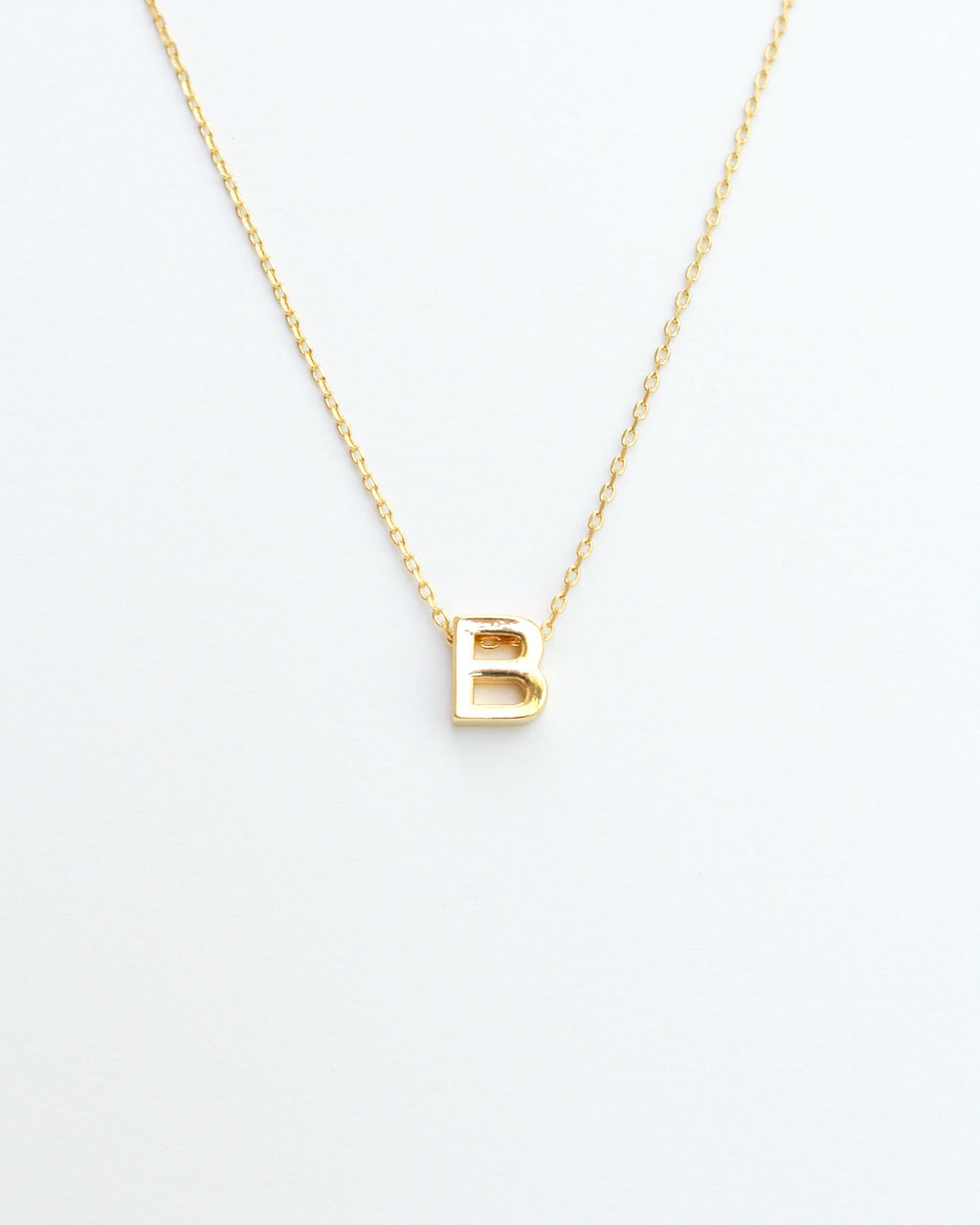 Gold Block Letter Initial Necklace